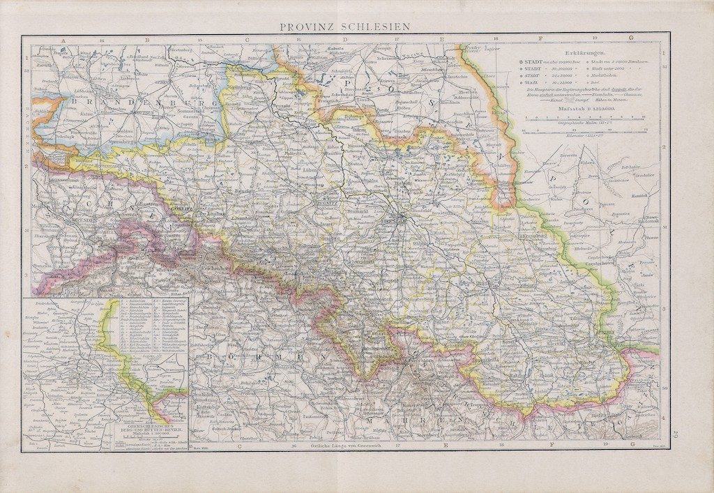 Karte der schlesischen Provinz (Provinz Schlesien) von 1890