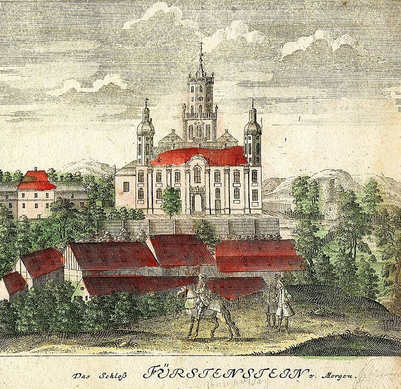 Schloß Fürstenstein in einem Stich von 1738 von Friedrich B. Werner